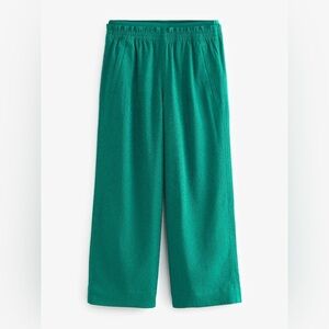 NWT Athleta Teal Echo Wide‎ Leg Crinkle Cropped Pull On Pants Size 14